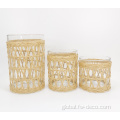 paper wrapped set glass cylinder hurricane candle holder